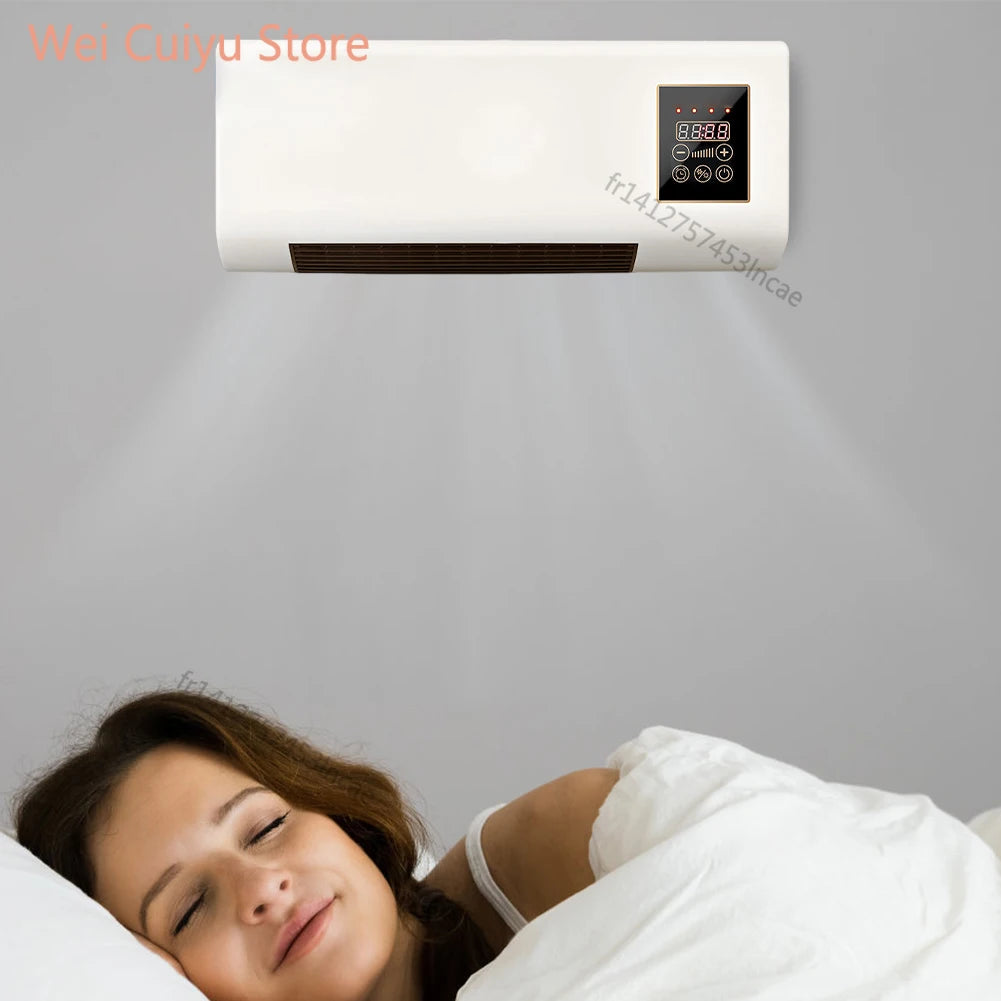 2 em 1 aquecedor 1800W aquecedor elétrico montado na parede com controle da tela de toque da função de temporização