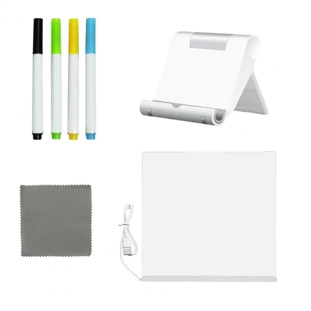 Placa de nota led multicolorida, bloco de desenho, placa de mensagem acrílica iluminada, apagável a seco, placa de escrita para crianças e adultos